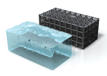 The Polystorm modular cell system ... 95 per cent void ratio to retain large volumes of water run-off.